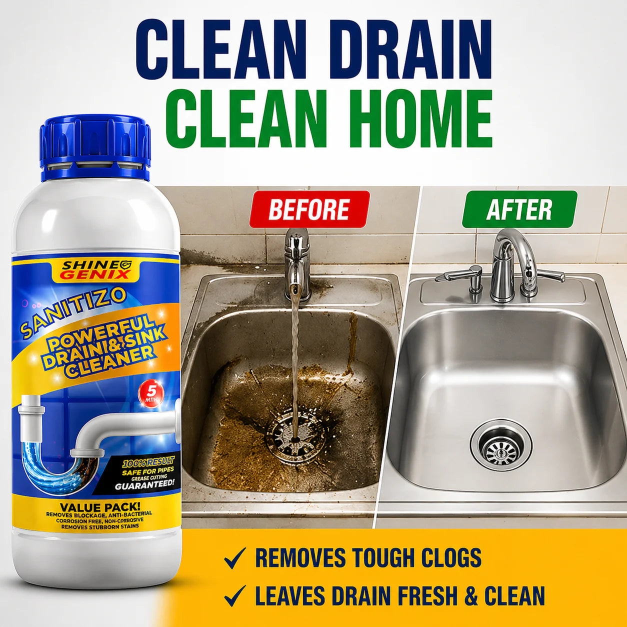 Powerful Drain cleaner- Pack of 4 (400ML)