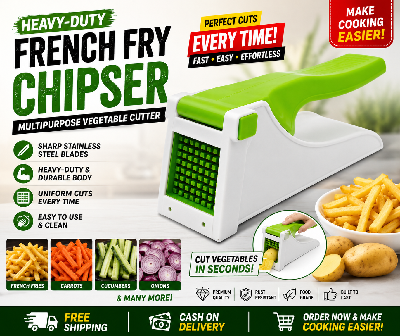 STINGCART-Heavy-Duty Vegetable Chopper & Cutter for Kitchen