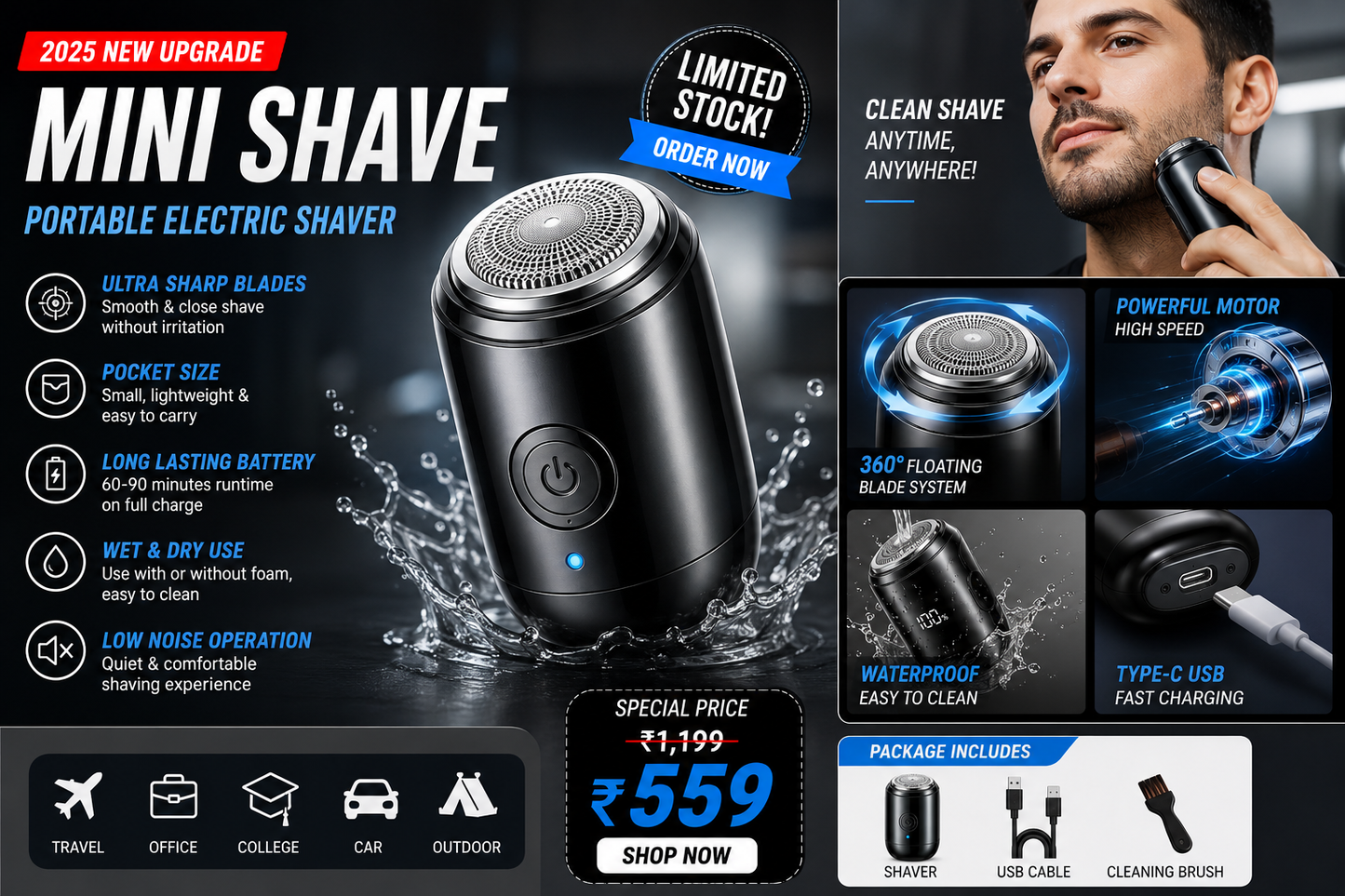 Mini Portable Electric Shaver
