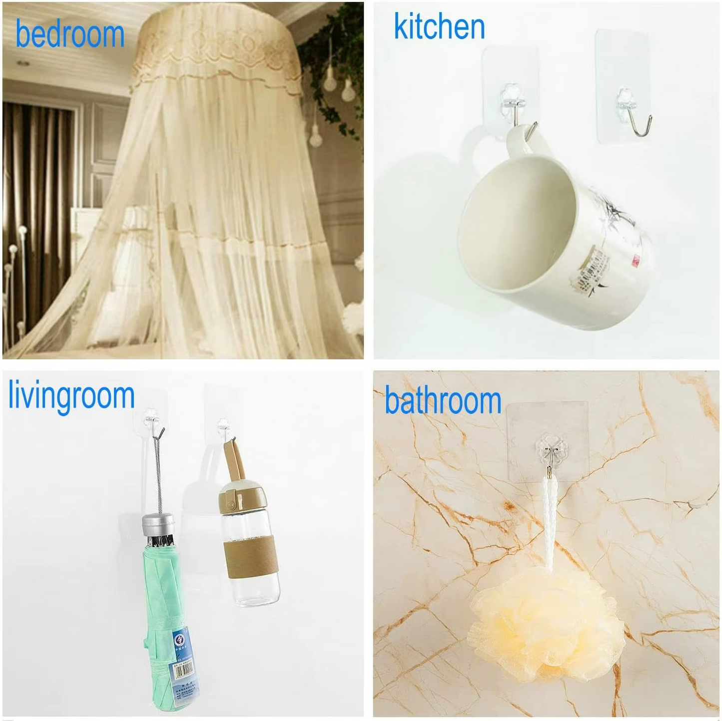 Adhesive Wall Hooks (40 Pcs )